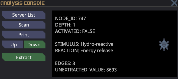 The analysis console's UI after a scan has occurred.