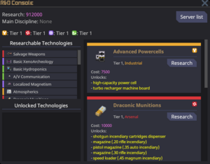 The user interface of the R&D Console